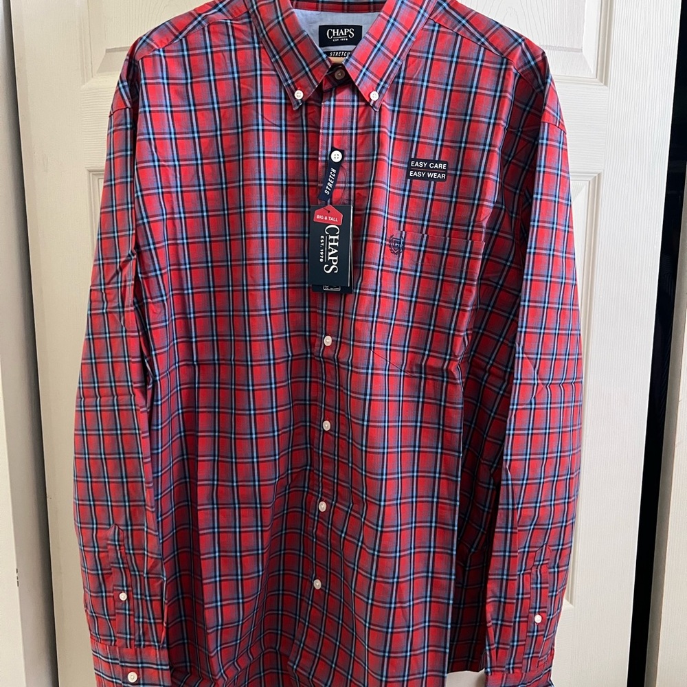 Chaps Red and Blue Plaid Casual Shirt